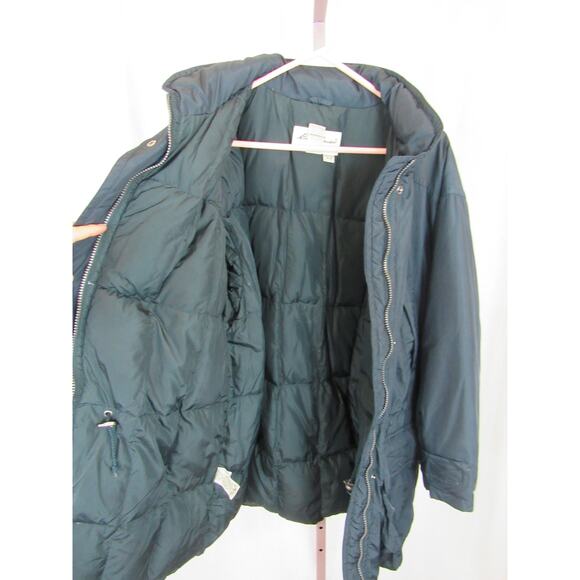 Eddie Bauer Women's Medium Dark Teal Goose Down Feather Coat Adjustable *flawed* - Picture 8 of 15